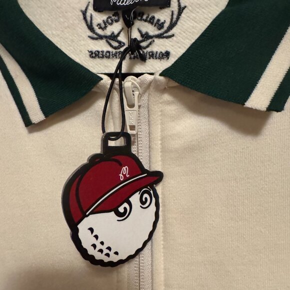 NWT. Malbone Golf Collegiate half zip collared sweatshirt Cream/Forest Green. L - Picture 5 of 6